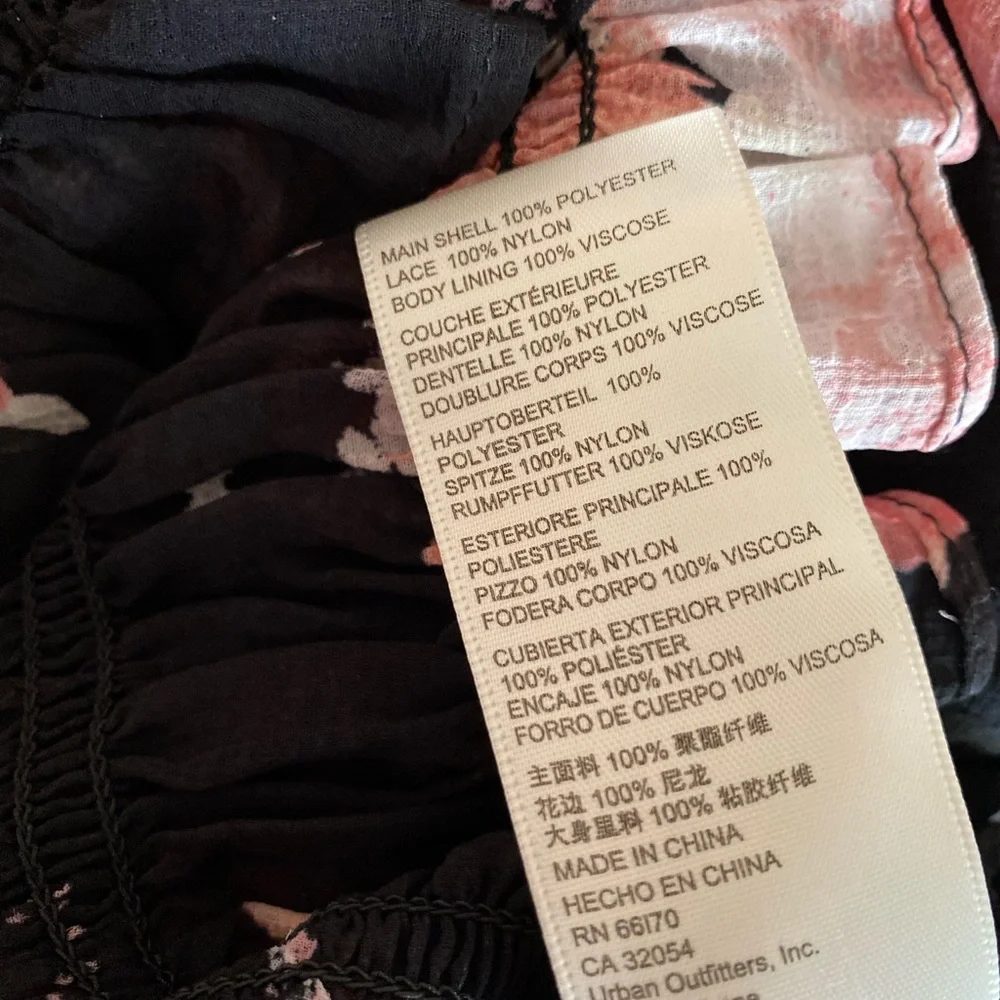 Free People Black and Pink Lace top